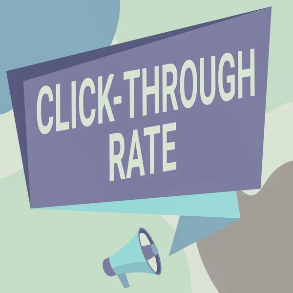 Writing displaying text Click through Rate. Business overview number of clicks divide it by impressions equals CTR Megaphone Drawing Speaking To Chat Box Making Announcement. — Stock Photo, Image