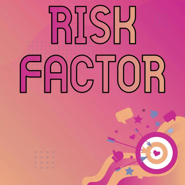Text caption presenting Risk Factor. Word for Characteristic that may increase the percentage of acquiring a disease Presenting Message Hitting Target Concept, Abstract Announcing Goal — Stock Photo, Image