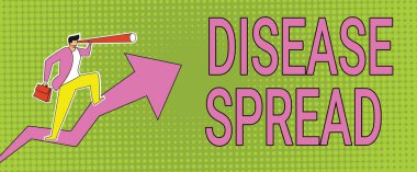 Hastalık Yayıldığını gösteren bir tabela. Bir viral ajanın kişisel kişi aracılığı ile doğrudan aktarılması anlamına gelen kavram Kılavuz Çizen Adam Grafik Oku Gösterme İş Büyümesi.