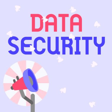 El yazısı veri güvenliği. İş vitrini, önemli kişisel verileri Güneş Artıran Kutup Megafonu 'nun izinsiz erişiminden korudu.