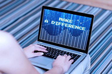 Metin gösterimi bir fark yaratıyor. İş görüşü kişisel gelişim ve kariyer büyümesi ya da kendini dizüstü bilgisayarla oturan kadının evden çalışmasına göre değiştir.