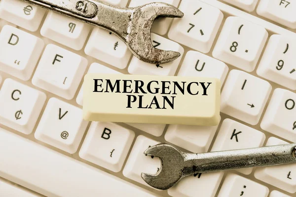 Conceptual display Emergency Plan. Internet Concept instructions that outlines what workers should do in danger Abstract Typing New Antivirus Program, Typing Internet Virus Lists