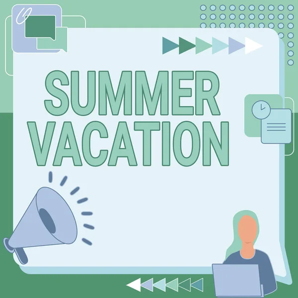 여름 방학을 알리는사인 이 있다. 인터넷은 아이들 이 여름 방학 동안 학교에 가지 않는 시간을 개념화하고 있다. — 스톡 사진