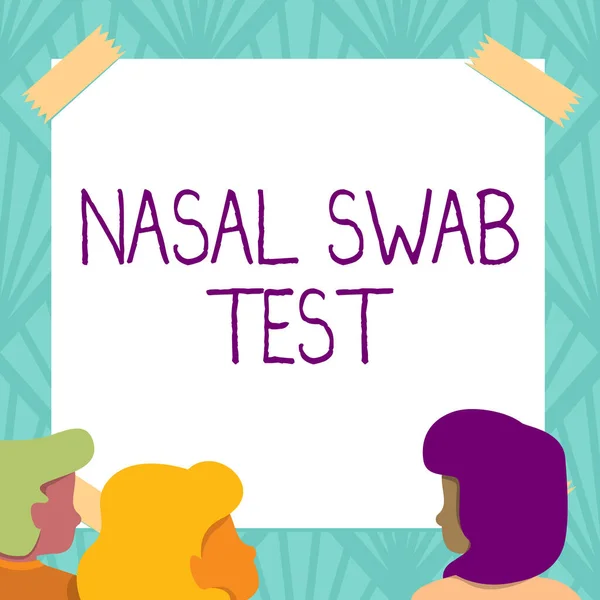 Κείμενο που δείχνει έμπνευση Nasal Swab Test. Επιχειρηματική επισκόπηση διάγνωση μιας λοίμωξης του ανώτερου αναπνευστικού συστήματος μέσω ρινικής έκκρισης Μέλη της Ομάδας Εξετάζοντας Whiteboard Brainstorming Νέες Λύσεις — Φωτογραφία Αρχείου