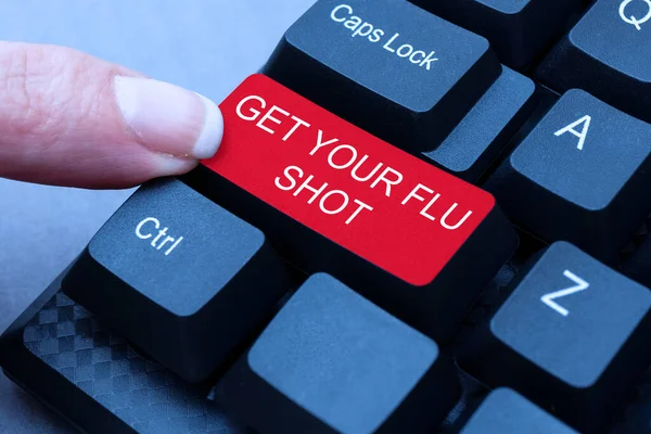 Handwriting text Get Your Flu Shot. Business approach immunization is given yearly to protect against the influenza Abstract Typing License Agreement, Creating Online Reference Book — Stock Photo, Image