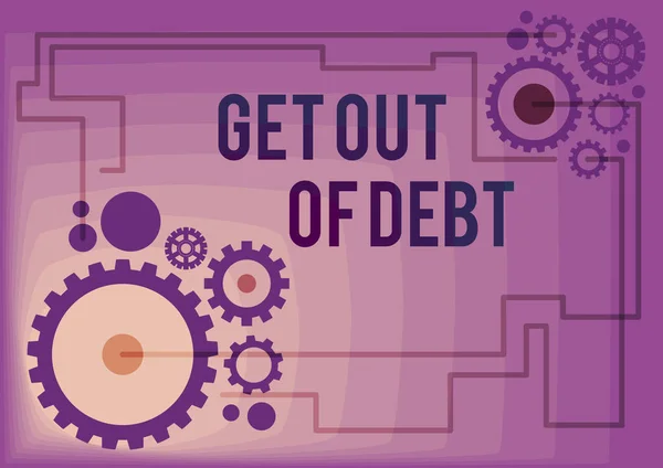Piszę tekst "Wyjdź z długów". Podejście biznesowe zmieniające nawyk wydatków Naucz się budżetować priorytetyzowanie długów Ilustracja przekładni mechanicznych połączonych ze sobą Wykonywanie pracy — Zdjęcie stockowe