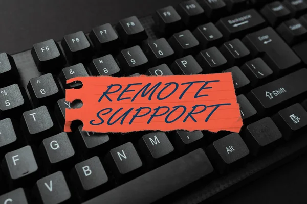 Sign displaying Remote Support. Internet Concept type of secure service, which permits representatives to help Typing Program Code Script, Abstract Downloading New Online Journal — Stock Photo, Image