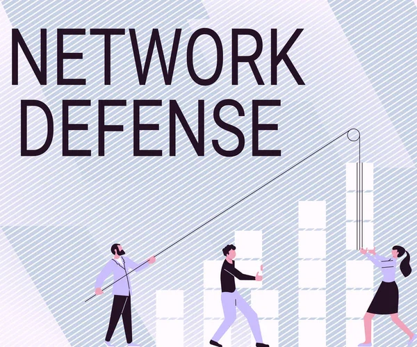 Legenda do texto apresentando Network Defense. Conceito de negócio facilidades para proteger e defender a informação da perturbação Ilustração de Parceiros Construindo Novas Ideias Maravilhosas para a Melhoria das Competências. — Fotografia de Stock