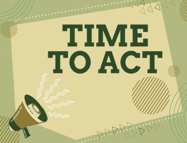 İlham, harekete geçme zamanı olduğunu gösteriyor. İş dünyası, işe başlamak ya da bir şeyler yapmak için doğru zamanı kolluyor. Gürültülü bir megafonun görüntüsü Yeni Harika Duyuruyu Halka Duyuruyor.