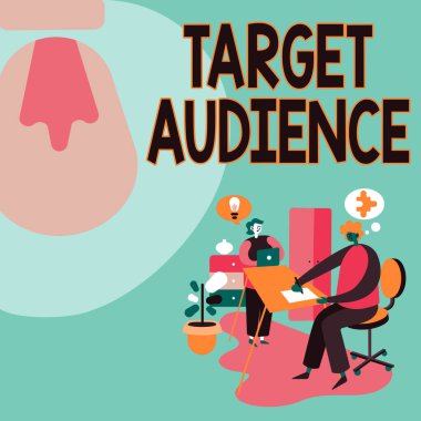 Kavramsal görüntü Hedef Seyircisi. Yetenek Geliştirme Stratejileri İçin Yeni Fikirler Paylaşan Reklam Ortakları 'nın istenen alıcısı olarak tanımlanan sözcük.