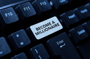 Kavramsal manşet: Milyoner Ol. Ticari bir iş adamı olmak isteyen ve başarılı bir lider olmak isteyen iş fikri Daktilo Programı Kodu Betiği, Yeni Çevrimiçi Günlük İndirme