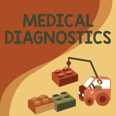 Tıbbi teşhisi gösteren bir tabela. İnternet kavramı, hastalığın belirtilerini ve semptomlarını belirler. Crane 'li Adam Bloklarda Dolaşıyor. Yeni Fikirler Sunuyor..