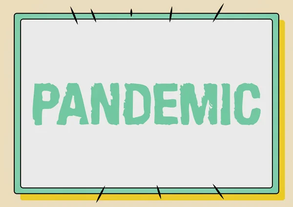 Text caption presenting Pandemic. Business overview occurring over a wide area affecting high proportion of population Line Illustrated Backgrounds With Various Shapes And Colours. — Stock Photo, Image