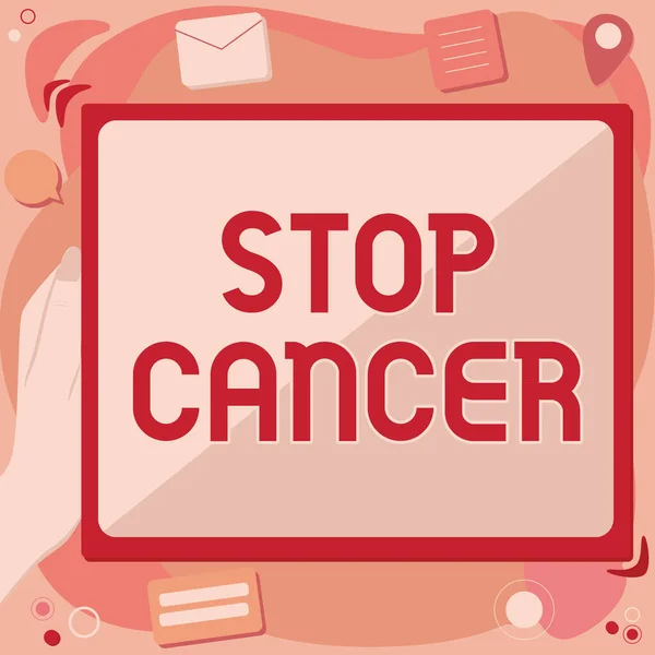 Escrevendo exibindo texto Stop Cancer. Visão geral do negócio impedir o crescimento descontrolado de células anormais no corpo Abstrato Excluindo Histórico do Navegador, Edição Organizando Arquivos On-line. — Fotografia de Stock