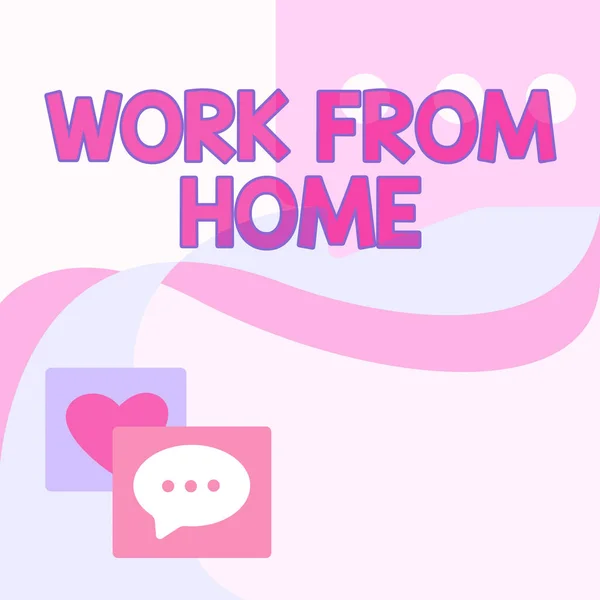 Handwriting text Work From Home. Business showcase communicating with the company mainly from home flexibly Message S Drawing With Speech Bubbles With Heart Symbols. — Stock Photo, Image