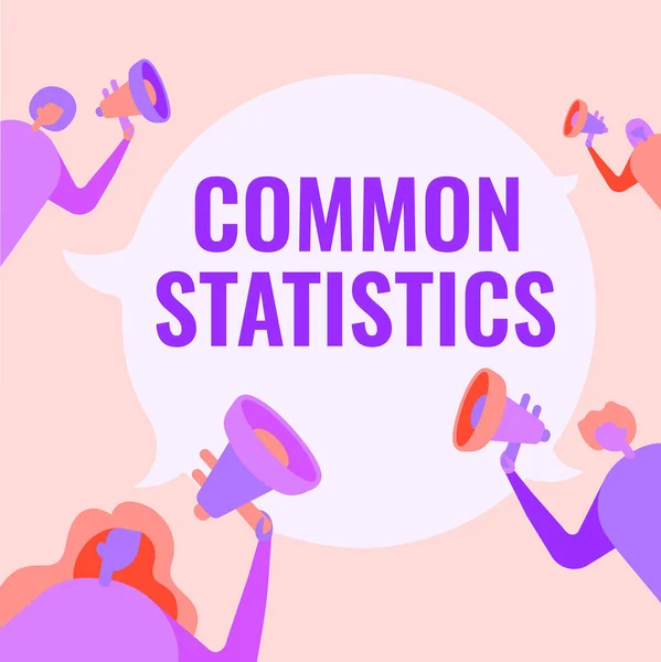 Conceptual caption Common Statistics. Conceptual photo deals with collection analysis etc of numerical data People Drawing Holding Their Megaphones Talking With Each Other. — Stock Photo, Image