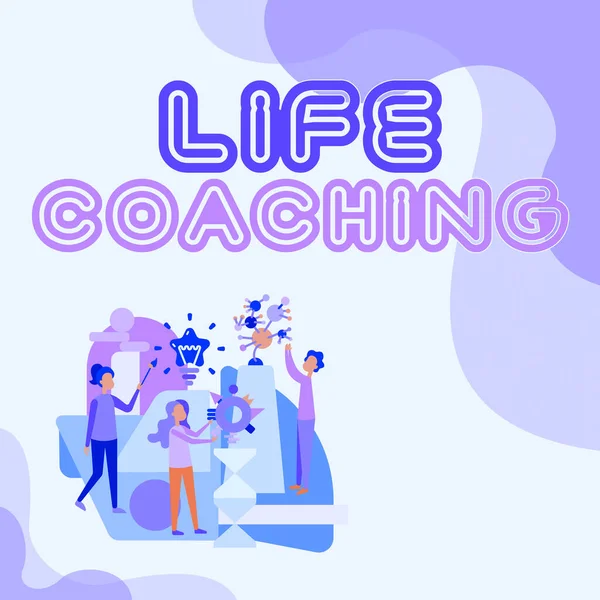 Escrevendo exibindo texto Life Coaching. Exposição de negócios Incentivo e Consulta com base na condição atual Três Colunas Ilustração Praticar Artesanato de Mão Juntos. — Fotografia de Stock