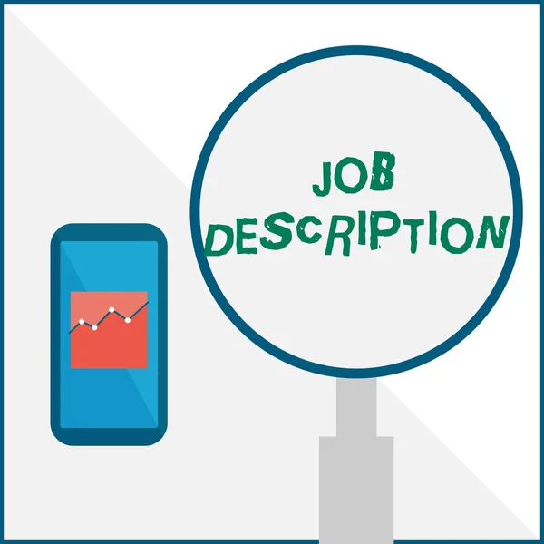 게임 명은 Job Description 이 다. Business idea written artications for the project Illustration of Active Smartphone Beside A Large Magnifying Glass. — 스톡 사진