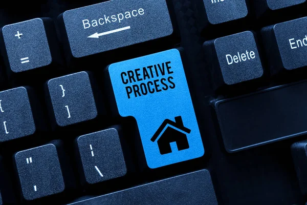 Konzeptionelle Bildunterschrift Kreativer Prozess. Konzept, das bedeutet, Ideen in etwas Wertvolles zu verbinden Kreativität Abstract Office Typing Jobs, Schreibmaschine Wichtige Arbeitsberichte — Stockfoto