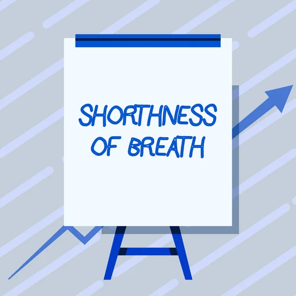 息の不足を示すテキストキャプション.呼吸困難の原因となる気道の激しい締め付けを意味する概念矢印とホワイトボード図面成長グラフを提示行く. — ストック写真