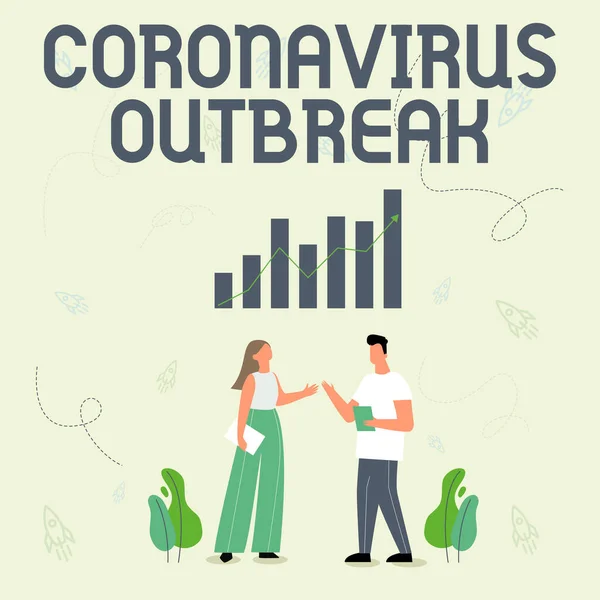 Pantalla conceptual Brote de Coronavirus. Idea de negocio enfermedad infecciosa causada por recién descubierto COVID19 Ilustración de socios Compartir ideas maravillosas para la mejora de habilidades. — Foto de Stock