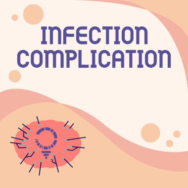 İlham, enfeksiyon komplikasyonunu gösteriyor. İstenmeyen kavramsal fotoğraf, bağışıklık baskısı sonucu oluşan ampul Boş Yazma Alanının yanında Çoklu Satır Çizimi.