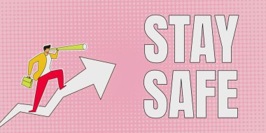 El yazısı işareti. Güvenli Kalın. Tehlikeden, zarardan ya da haberlerin saklandığı yerden korunma sözcüğü Man 'in Grafik Oku Gösterme Sanatı Büyümesi.