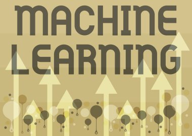 İşaret Makinesi Öğrenme 'yi gösteren bir ilham. İş dünyası, bir bilgisayarın yeni verileri öğrenme kavramını gözler önüne seriyor. Gökyüzüne doğru süzülen Uzun Oklar 'ın tasviri.