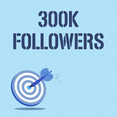 Kavramsal başlık 300K takipçileri. Instagram 'da birini takip eden bireylerin iş konsepti Hedefi Vurma Konsepti, Soyut Açıklama Hedefi,