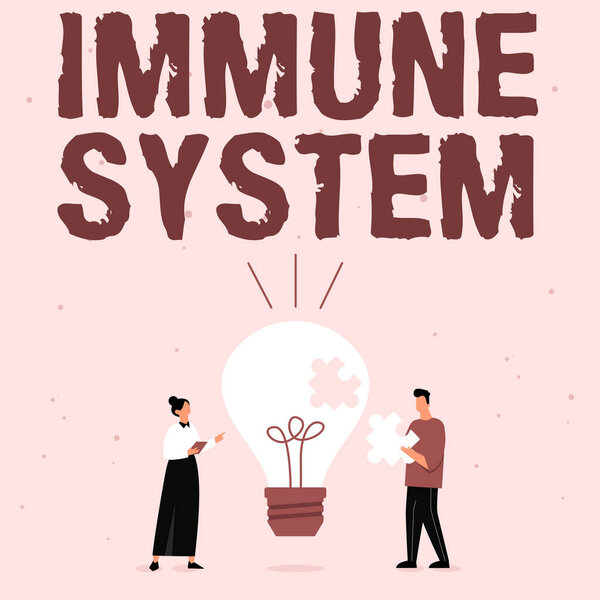Conceptual caption Immune System. Word Written on Complex network work together to defend against germs Illustration Of Partners Bulding New Wonderful Ideas For Skill Improvement.