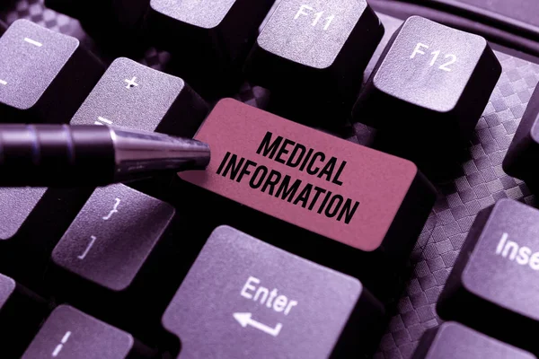 Conceptual caption Medical Information. Word Written on a person demographic information and medical histories Developing New Antivirus Program Codes, Organizing File System — Stock Photo, Image