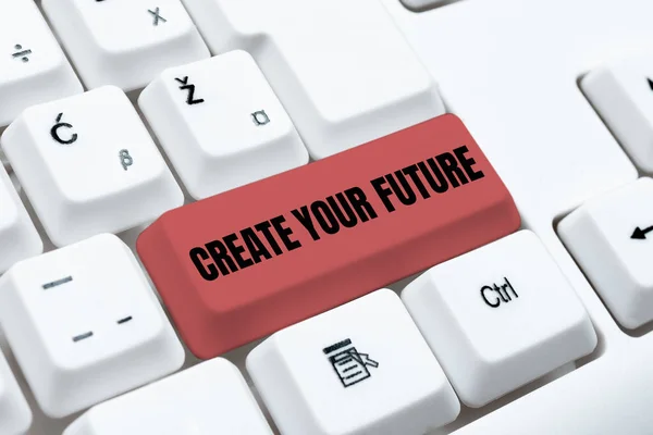 Inspiración mostrando signo Crea tu futuro. Palabra para Saber lo que quieres y la voluntad de hacer para lograr Resumen Presentando Hacker Ético, Escribiendo Notas Creativas e Ideas —  Fotos de Stock