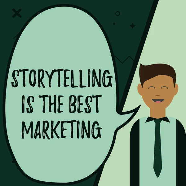 Текст, показывающий вдохновение Storytelling Is The Best Marketing. Концепция бизнеса Компании эффективный маркетинговый подход Иллюстрация бизнеса Представление идей пустому облаку чата. — стоковое фото