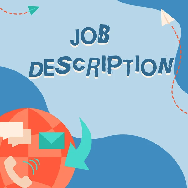 Scrittura visualizzazione testo Job Description. Business concept narrativa scritta che mostra i requisiti del progetto Internet Network Drawing With Colorful Messaging S. — Foto Stock