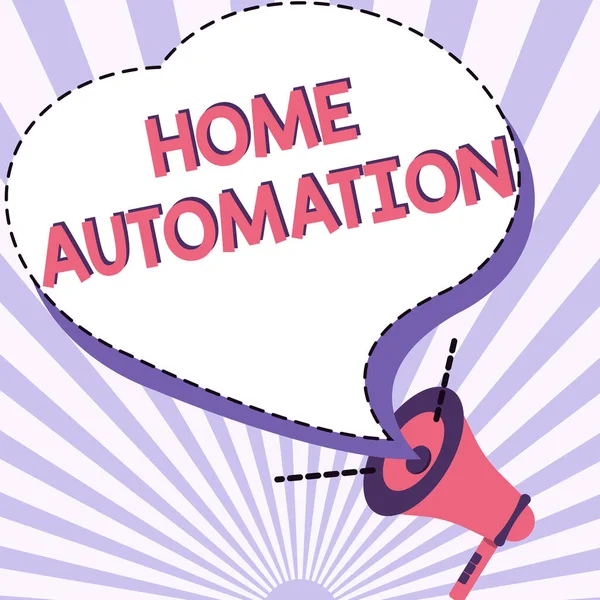 Handschrift Home Automation. Zakelijke aanpak monitoring van de elektrische activiteit van het huis met behulp van technologie Illustratie van een luide Megafoon Speaker Het maken van nieuwe aankondigingen — Stockfoto