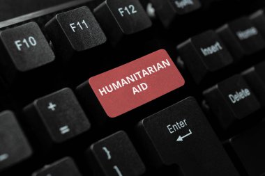 İnsani Yardım 'ı gösteren bir mesaj. Çevrimiçi Metin Analizi Yazma, Kaydedilmiş Ses E- postası Kopyalanması ve Doğal ve İnsan Yapımı Felaketi sonrasında iş yaklaşımı