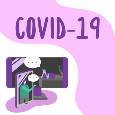 Covid19 ilhamını gösteren bir metin. İş yaklaşımı, koronavirüsün sebep olduğu hafif ya da ağır solunum hastalığına iki meslektaşın telefonlarından fırlayan konuşma baloncuklarıyla düşüncelerini paylaşması neden olur.