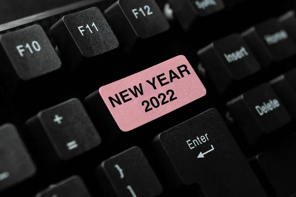 Conceptual display New Year 2022. Üzleti kirakat Üdvözlet Ünnepi Ünnep Friss Kezdet A legjobb kívánságok Szerkesztése és visszaírása Jelentés helyesírási hibák, Gépelés Online Shop Inventory — Stock Fotó