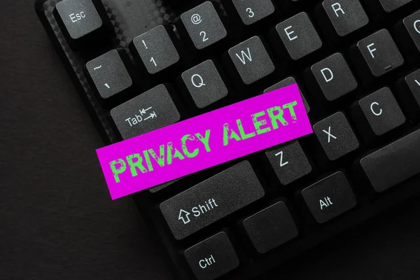 Visualizzazione concettuale Privacy Alert. Word Scritto su avverte l'utente dal rischio che potrebbe rubare i tuoi dati Compilazione di moduli di registrazione online, raccolta e modifica dei dati Internet — Foto Stock