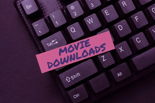 Handwriting text Movie Downloads. Internet Concept transfers entire film for local storage and later use Typing Program Schedule, Retyping And Debugging Program String Codes — Stock Photo, Image