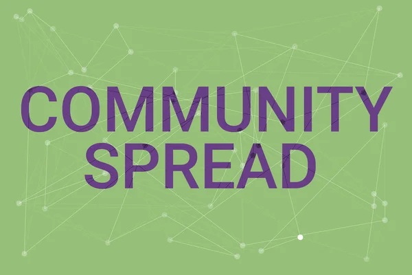 Tekstbord met Community Spread. Internet Concept verspreiding van een zeer besmettelijke ziekte in de omgeving Line Illustrated Achtergronden met verschillende vormen en kleuren. — Stockfoto