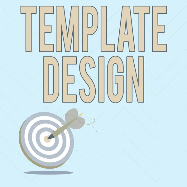 Conceptual caption Template Design. Business idea an overall layout or blueprint with a format to be used Presenting Message Hitting Target Concept, Abstract Announcing Goal, — Stock Photo, Image