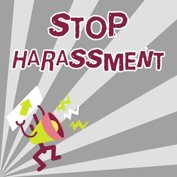 Πινακίδα "Σταματήστε την παρενόχληση". Επιχειρηματική προσέγγιση Αποτρέψτε την επιθετική πίεση ή τον εκφοβισμό σε άλλους Megaphone Εμφάνιση Σημαντικό Μήνυμα Εκθέτοντας Αναλυτική Αναφορά — Φωτογραφία Αρχείου