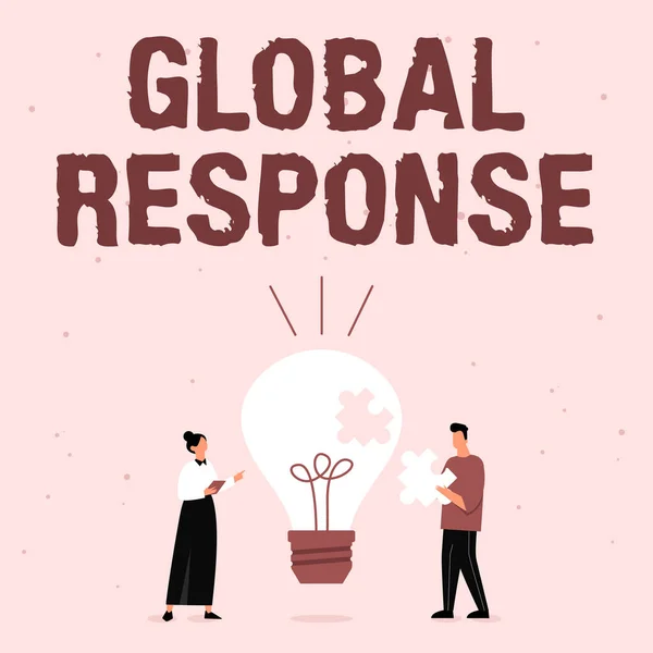 Conceptuele bijschrift Global Response. Word Written on geeft het gedrag aan van materiaal weg van impactpunt Illustratie van partners Ophopende nieuwe prachtige ideeën voor verbetering van vaardigheden. — Stockfoto