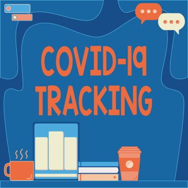 Covid 19 izleme metni yazılıyor. Hastalık kapmış olabilecek kişileri ayırt etmek için Tablet Kalem Tutacağı ile Ofis Masası Açık Boş Not Defteri Düzenli.