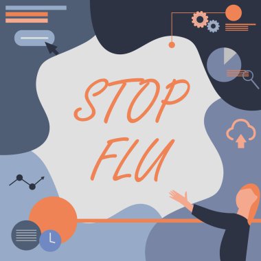 İlham veren metin Gribi Durdur. Kavram derken grip virüsünün yol açtığı bulaşıcı solunum hastalığını tedavi edin. Bayan Çizim Projektörü Uzaktan Kumanda Sunar Turta Çizelgesi