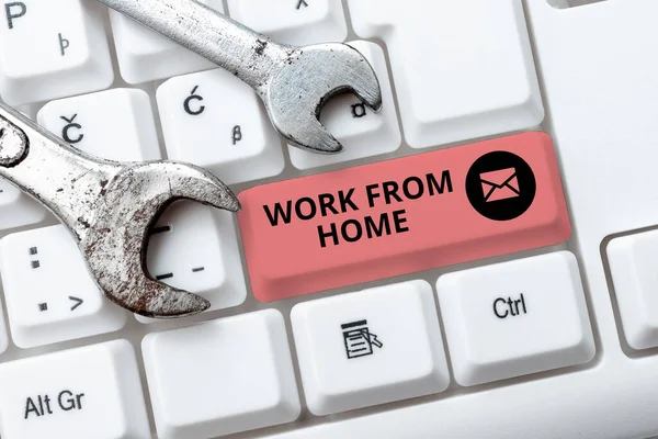 Conceptual caption Work From Home. Business overview Work From Home Abstract Typing Presentation Message, Retyping New Email Password — Stock Photo, Image