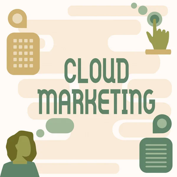 Skriva och visa text Cloud Marketing. Business showcase Processen för en organisation att marknadsföra sina tjänster Kvinna innovativt tänkande Ledande idéer mot en stabil framtid. — Stockfoto