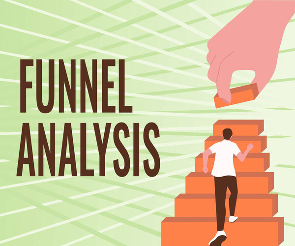 Ручной знак Funnel Analysis. Деловая витрина и анализ ряда событий, направленных на достижение цели, поставленной президентом США Дональдом Трампом..