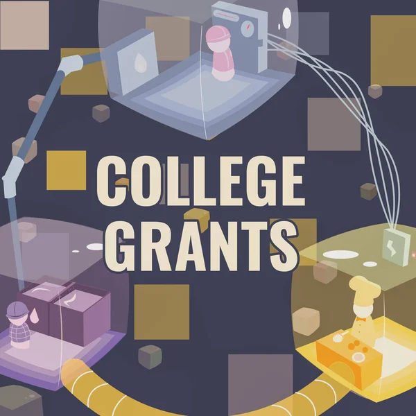 Conceptual display College Grants. Conceptual photo monetary gifts to showing who are pursuing higher education Joined Booths Providing Necessary Workplace Resources. — Stock Photo, Image
